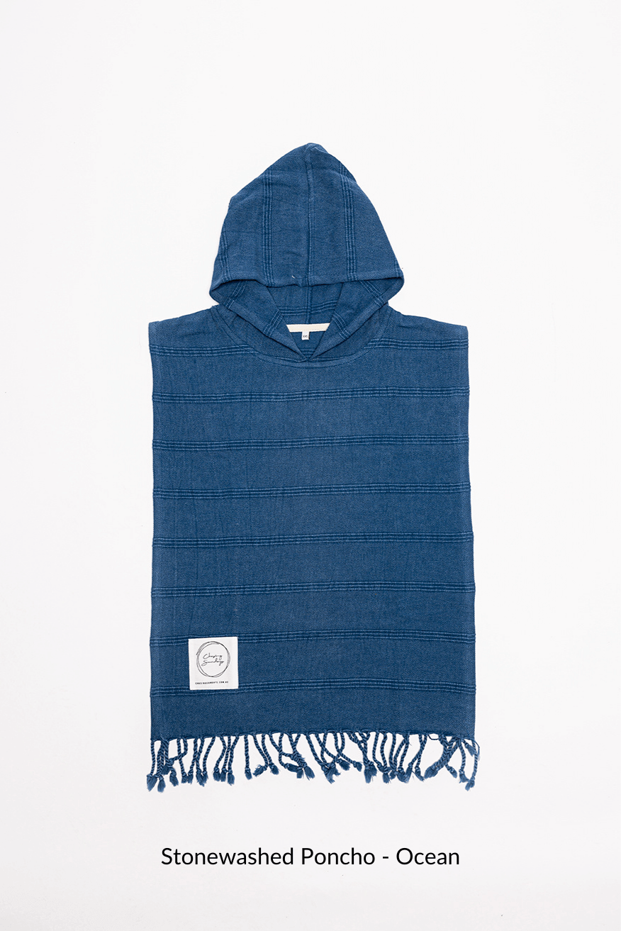 Poncho Turkish Towel - Ocean